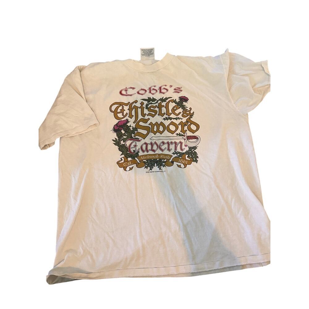 The Perfect Shirt Men's Cream 100% Cotton Short Sleeves Crew Neck Shirt Size XL